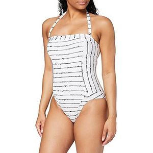 Emporio Armani Swimwear Dames Logo Mania One Piece Swimsuit, Witte logo zwart., XS