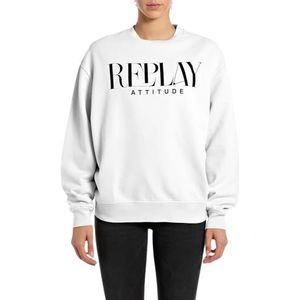 Replay Oversized sweatshirt voor dames, 001, wit, L
