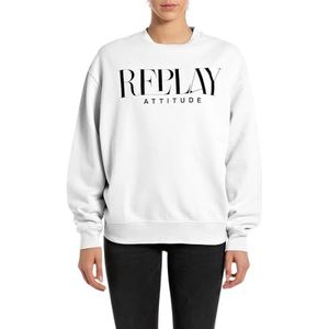 Replay Oversized sweatshirt voor dames, 001, wit, XS