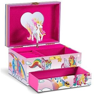 CRAZE Galupy Unicorn sieradenkistje voor kinderen, met muziekdoos, juwelendoosje voor meisjes met draaiende eenhoorn, lade en spiegel