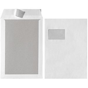 Herlitz Verzendtas C4 zelfklevend, wit met venster en kartonnen achterwand 120 g/m², 5 stuks, 5-pack, gelast