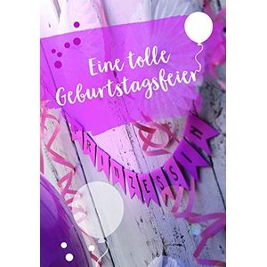 Kinderverjaardagskaart meisje/een geweldig verjaardagsfeest/slinger prinses/roze