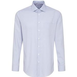 Seidensticker Businesshemd voor heren, businesshemd met lange mouwen, strijkvrij, Kent, blauw (lichtblauw 12), 44