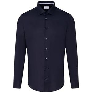 Seidensticker Heren business overhemd - Shaped Fit - strijkvrij - Kent kraag - lange mouwen - 100% katoen, donkerblauw, 38