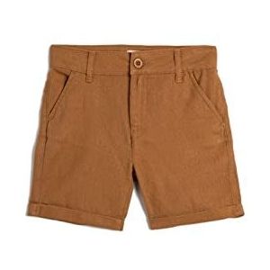 Koton Boys's Linen Shorts met trekkoord en zakken, bruin (532), 6-7 Jaar