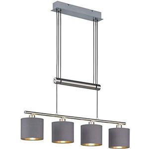 Trio Leuchten Garda 305400441 JoJo hanglamp, metaal, nikkel mat, E14, stoffen kap taupe/goud