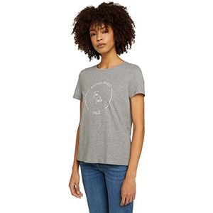TOM TAILOR Dames Basic T-shirt met print 1032050, 11282 - Silver Grey Melange, L