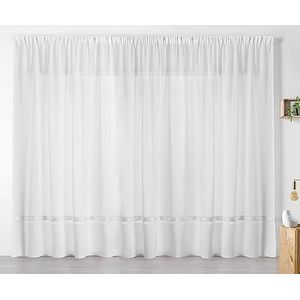 Linder 0360/10/343 gordijn, lang, eikenlook, plooiband, 420 x 240 cm, wit