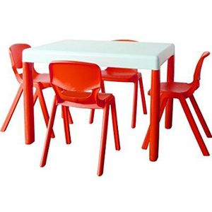 Ergos pkergos011797 pakket 1 tafel en 4 stoelen voor kinderen, leeftijd 3 tot 4, maat 1, rood billante