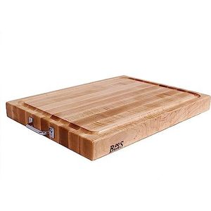Boos Block BBQ snijplank met roestvrijstalen handgrepen en sapgroef – hakblok – professionele snijplank – geschikt voor levensmiddelen – 61 x 46 x 6 cm