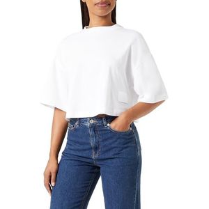 Replay Cropped T-shirt voor dames, korte mouwen, 001, wit, XL