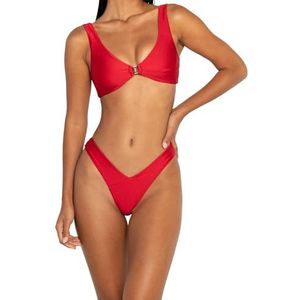FAE House - Kendall Bikini Top - Hibiscus - Luxe Dames Zwemmode - Rood - 100% Duurzame ECONYL® - stof - Koude handwas - Gouden Gesp Detail - Maat M -