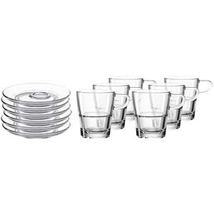 Leonardo Senso 032830 Koffieglazen met bijpassende schoteltjes, set van 12, 250 ml