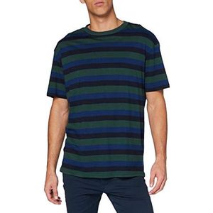 Urban Classics College Stripe Tee T-shirt voor heren, Bottlegreen/Midnightnavy, M