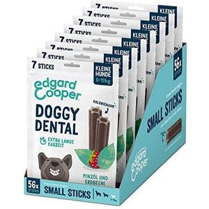 Edgard & Cooper Kauwstang voor honden, tandverzorging voor honden, 56 tandstokken, kleine hond, 7 sticks x 8 munt en aardbeien, frisse adem, sterke tanden, lang aanhoudend kauwen