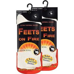 STARK SOUL Feets on Fire - 2 paar dames ultra thermische sokken, warme wintersokken, maat EU 36-40, 2 paar wolwit, 36/40 EU