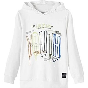 NAME IT Boy's NKMDAMIEN LS Sweat WH UNB sweatshirt, Bright White, 134/140, wit (bright white), 134/140 cm