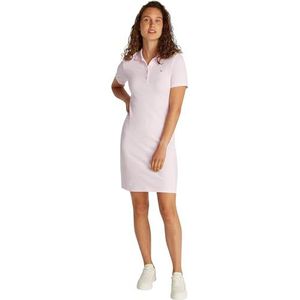 TOMMY HILFIGER Dames 1985 SLIM PIQUE POLO JURK SS WW0WW43228, roze, XXS, Roze (Lichtroze), XXS