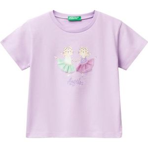 United Colors of Benetton T-shirt voor meisjes en meisjes, Paars, 1 jaar