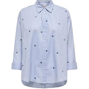 Onlnew Lina Grace Ls Emb Shirt Noos WVN, blauw (brunnera blue), 3XL