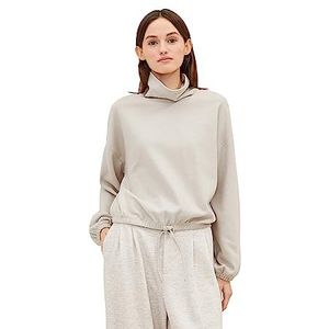 TOM TAILOR Denim Dames Cropped sweatshirt met trekkoord 1034294, 30224 - Cloud Grey Melange, XL
