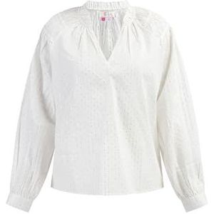 jopida Damesblouse met lange mouwen, Wolwit met zilveren strepen en stippen, XL