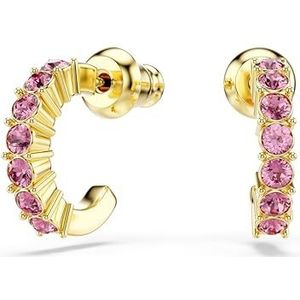 Swarovski Mini Hoop-oorringen, Ronde snit, Roze, Goudkleurig verguld