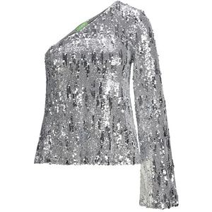 Jack & Jones JXTARA Sequin One Shoulder Top WVN, zilver, XL