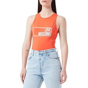 Love Moschino Dames stretch katoenen jersey met Institutional Logo Print T-shirt, oranje, 44 NL