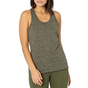 Amazon Essentials 2-Pack Tech Stretch Racerback Tanktop voor dames,Olive Space kleurstof/zwart,L