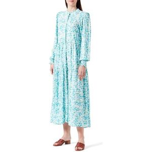 Yasalira Ls Long Shirt Dress S. Noos, Quiet Green/Aop: fuzzy Flower, S