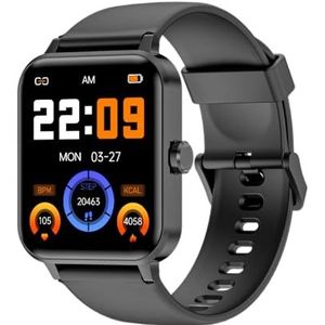 Blackview R30 - Smartwatch Fitnesshorloge - 1,83 inch display - + 100 trainingsmodi - Meldingen & oproepbeheer - 7 dagen batterijduur - kleur zwart, zwart, 240 x 284, Hybride