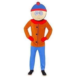 Amscan - Kostuum voor volwassenen Stan uit South Park, fleece jumpsuit met aangenaaide wanten, masker, serie, themafeest, carnaval