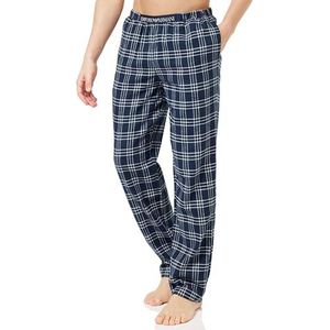 Emporio Armani Yarn Dyed Woven Pajama Sweatpants voor heren, Marine/Cream Check, L