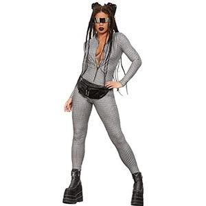 Fever Miss Whiplash Disco Holographic Costume, Zip Up Catsuit (XS)