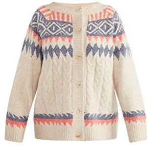 Colina Gebreid damesvest met knopen 15425018-CO02, beige rood blauw, XS/S, beige, rood, blauw, XS/S