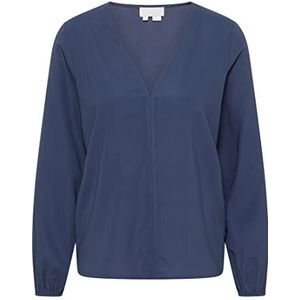 Jalene Klassieke damesblouse met lange mouwen 25325442-JA03, marine, XL, marineblauw, XL