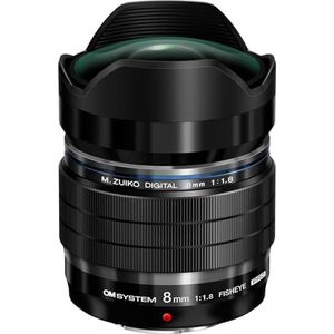 OM SYSTEM M.Zuiko Digital ED 8 mm F1.8 PRO lens, snelle vaste brandpuntsafstand, geschikt voor alle MFT-camera's (Olympus OM-D & PEN modellen, Panasonic G-serie), zwart