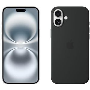 Apple iPhone 16 Plus (256 GB) - Wit + Siliconenhoesje met MagSafe - Zwart