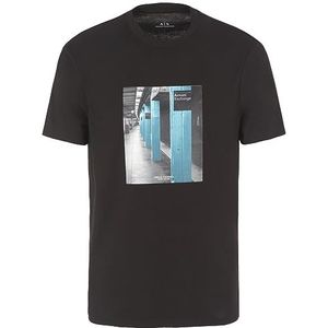 Armani Exchange Bright Up TLBMen's Printed Logo Milan/NY, Ronde hals, Regular Fit T-Shirt BlackExtra Small, Schwarz, XS