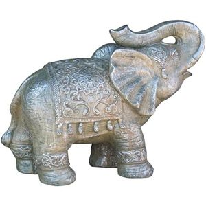 Biscottini Standbeeld Olifant L25,5 x PR40,5 x H48,5 - Decoratieve figuren Huis van hars - Standbeeld Grote Indiase Olifant - Olifant Ornament