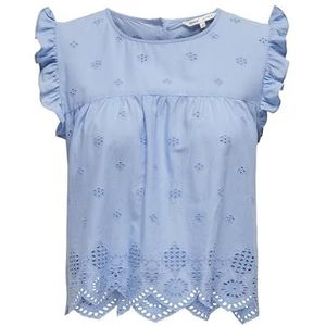 ONLY Dames Onlsilla S/L Frill Top WVN Noos Blousetop, blauw, 34