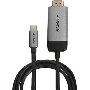 Verbatim USB-C naar HDMI 4K-adapter - Voor het aansluiten van USB-C of Thunderbolt 3-compatibele laptops en MacBooks, incl. 1,5 m USB-C-kabel