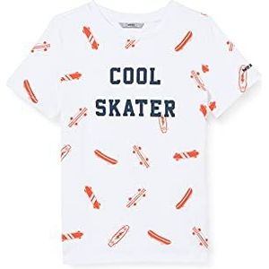 Mexx T-shirt met ronde hals en skaterprint voor jongens, wit, 122/128 cm