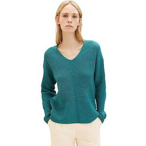 TOM TAILOR Basic damestrui met V-hals, 32402-ever Green Melange, XXL