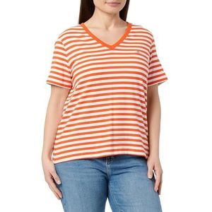 REG STRIPED SHIELD V-hals T-shirt, Marled Red, S