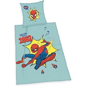 Herding Beddengoed, Spiderman, kussensloop 80 x 80 cm, met knopen en dekbedovertrek, 135 x 200 cm, knoopsluiting, 100% linon