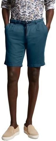 Bermuda - Marine - Linnen-Mix - Regular Fit