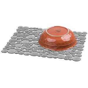 iDesign 9253 gootsteeninleg, grote spoelbakmat van kunststof, beschermende spoelmat voor keramische en roestvrijstalen wastafels, grijs