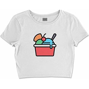 Bona Basics, Digitaal bedrukt, basic T-shirt voor dames,%100 katoen, wit, casual, damestops, maat: L, Wit, L Kort